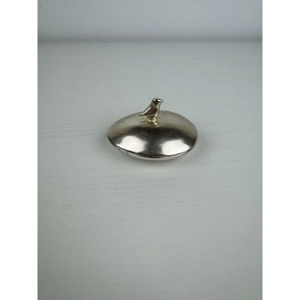 DEMDACO Wishnest Bird Egg Nest Trinket Box Hand Sculpted Mothers Day Gift Silver